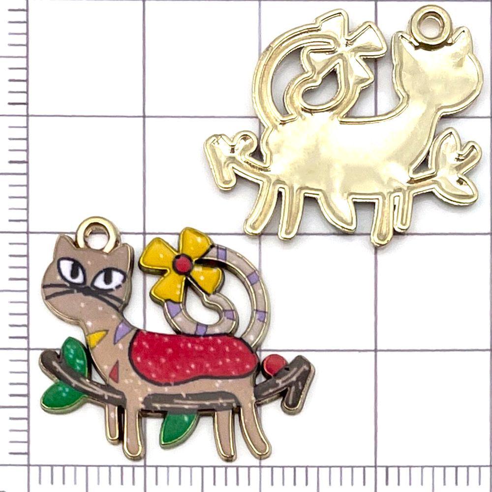10 Colorful Enamel Alloy Cat Pendant Charms for DIY Jewelry