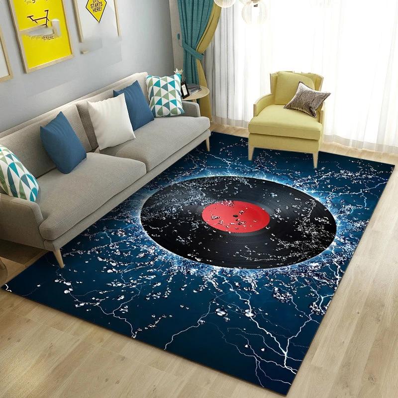 3D Vintage Classical Music Vinyl Record Area Rug Carpet Living Room Decor Bedroom Sofa Carpets Bedside Non-slip Mat Doormat