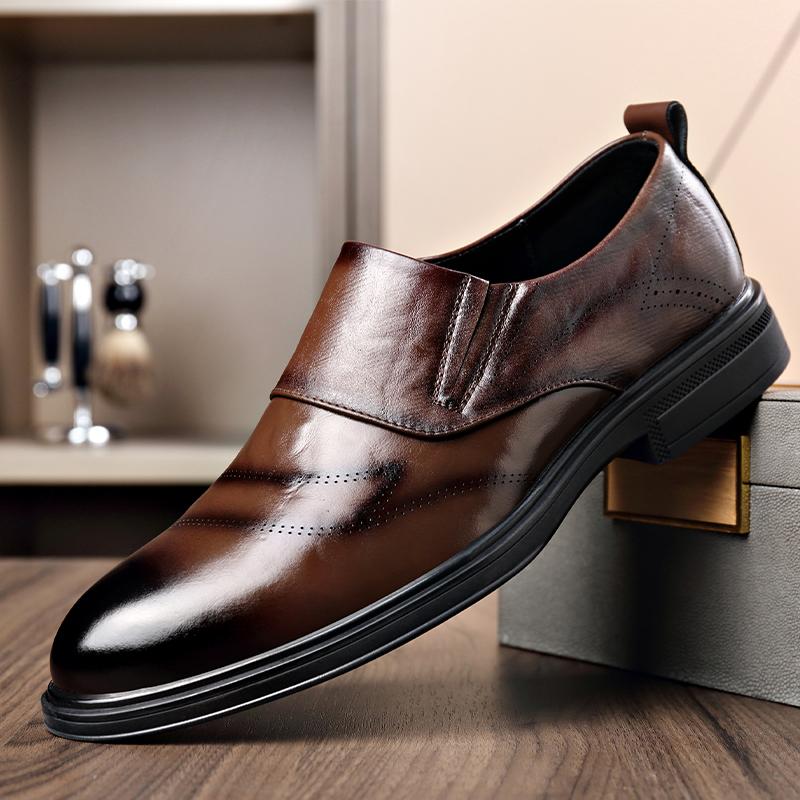 

Fashion Casual Leather Casual Shoes for Men High Quality Male Comfortable Loafers New Male Slip on Flat Boat Fashion Men s Office Shoes 44 коричневый