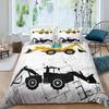 Cartoon Tractor Trucks King Queen Duvet Cover Construction Vehicle Bedding Set Excavator Quilt Cover Polyester Comforter Cover