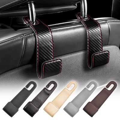 LEZARINO Car Seat Hooks, Headrest Hooks, Set of 2, Luggage Hanging, Convenient Goods (Carbon Fiber Style)
