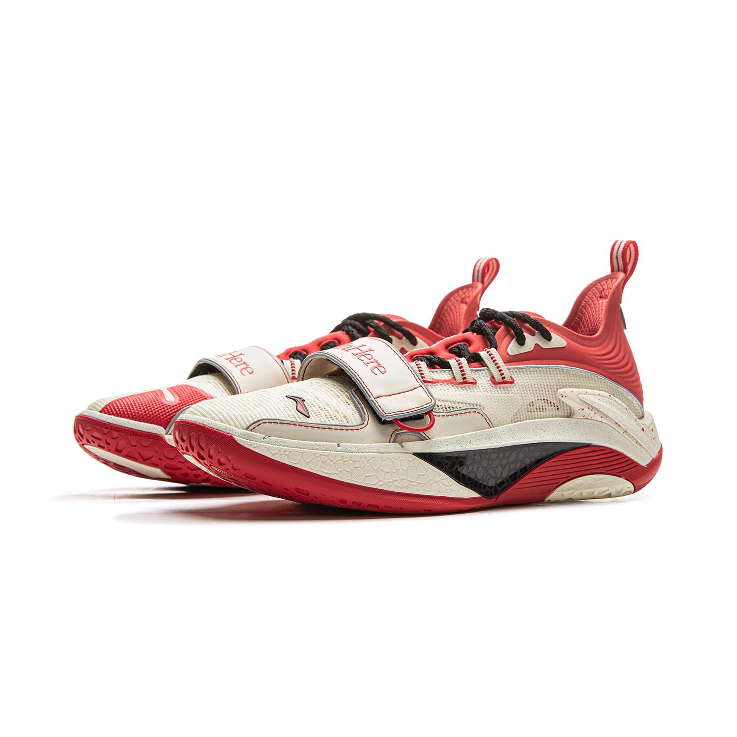 

New 1807 x LiNing Cushioning Slip Resistant Anti Twist Low Top Basketball Shoes Men s Ecru Fiery Red ABFV027-1 44