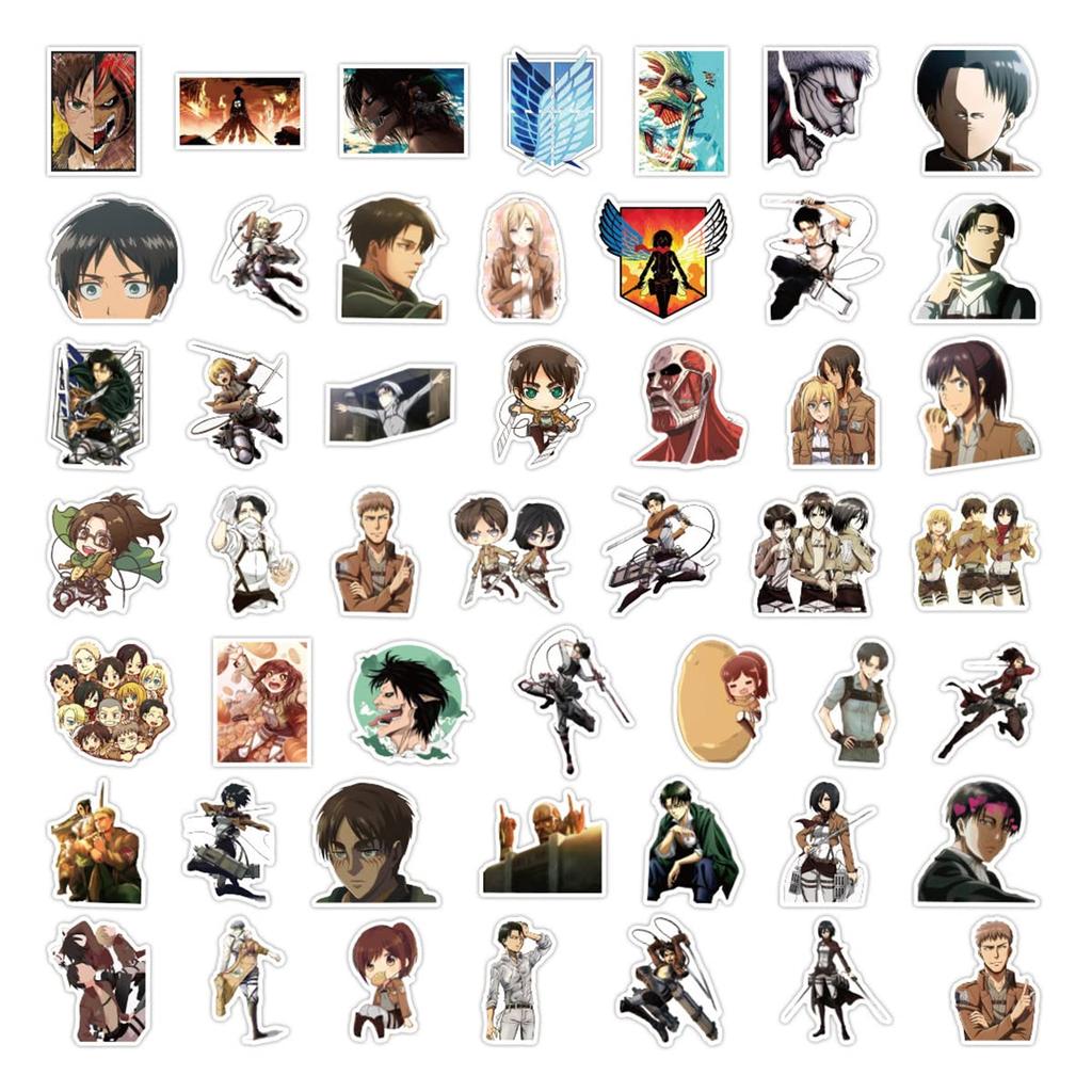 50 Attack on Titan Niedlich Film Dekorativ Moe Wasserdicht Beliebt Geeignet für Tagebuchaufkleber, Wasserdicht, Aufkleber, Waren, Aufkleber, Anime, Niedlich, Sets,