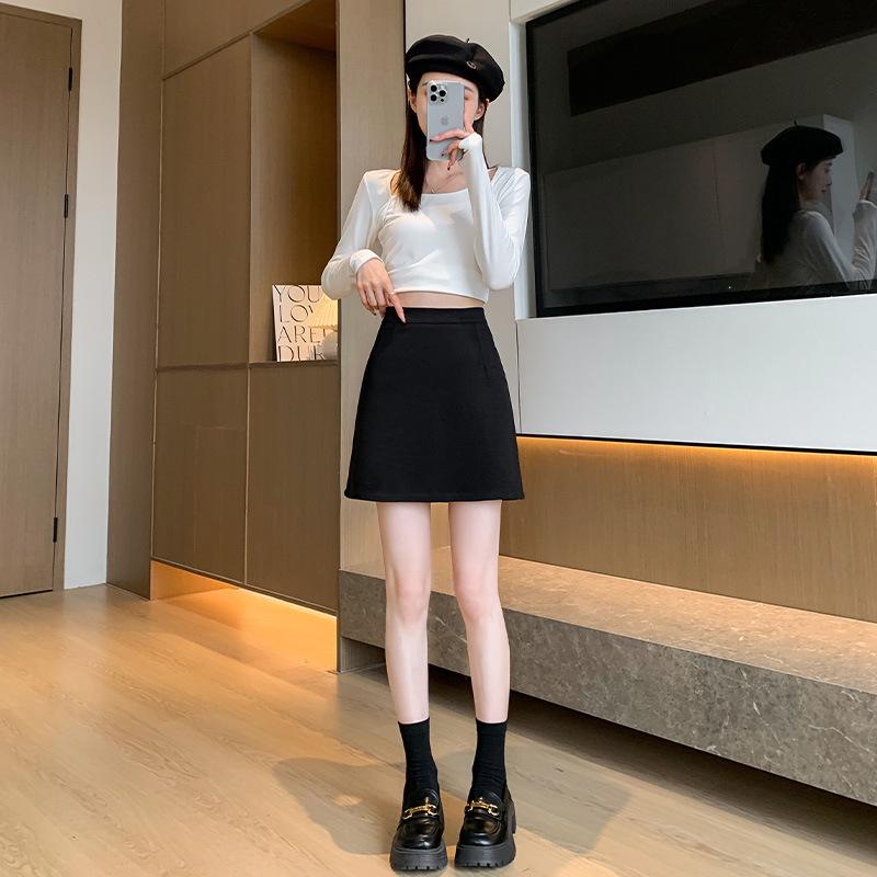 

Autumn/Winter 2025 High-Waist A-line Woolen Flannel Skirt: Slimming, Hip-Hugging Design for Women Small