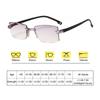 Care Fashion Rimless Blue Light Blocking Ultralight Diamond-cut Presbyopia Eyeglasses Progressive Multifocal Reading Glasses
