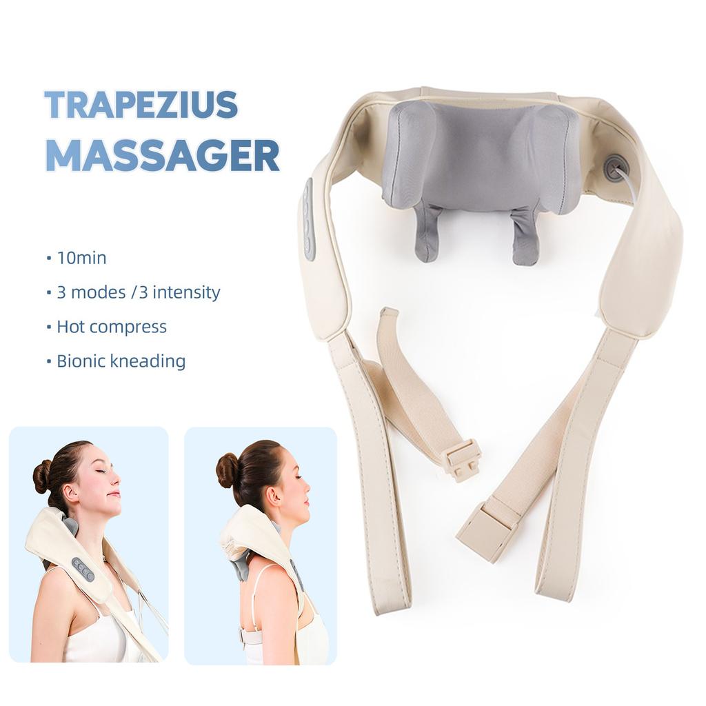 Foreverlily Neck And Shoulder Massager Wireless Neck And Back Shiatsu Kneading Massager Neck Cervical Relaxing Massage Shawl