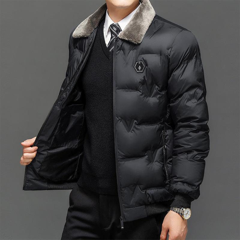 Chaqueta de algodón de felpa y espesa para hombre, chaqueta de algodón con solapa, chaqueta de invierno para preservar el calor