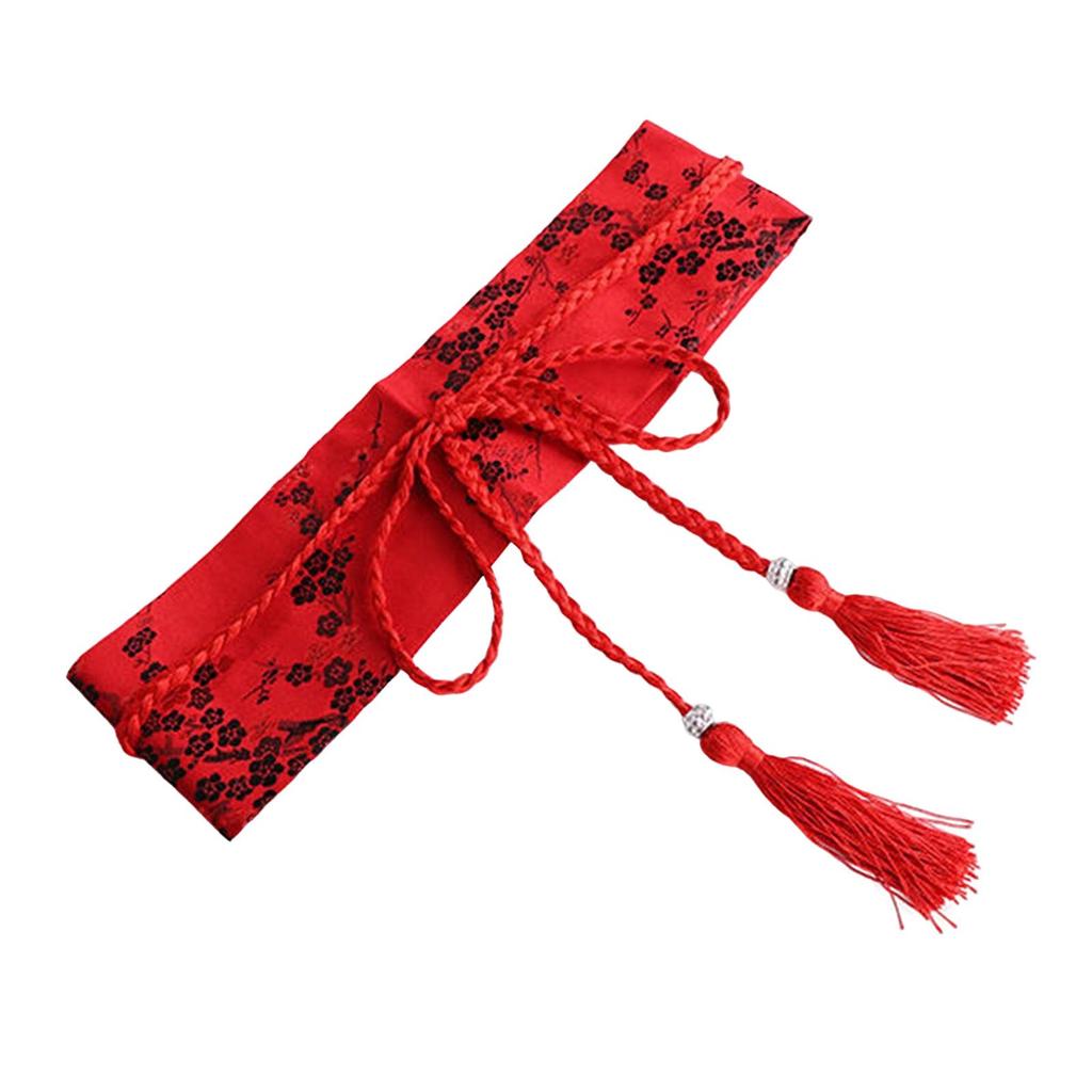 Fashion Women Satin Waist Belt Kimono Belts Floral Printed Lace Up Wide Girdle