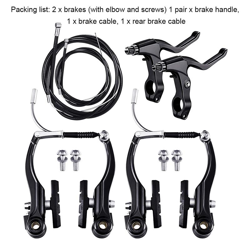 Bike V Brake Set Bike Front Rear V Brake Set Aluminum Alloy Mountain Road Bike V Brake Pads And Levers Set Riding Accessories