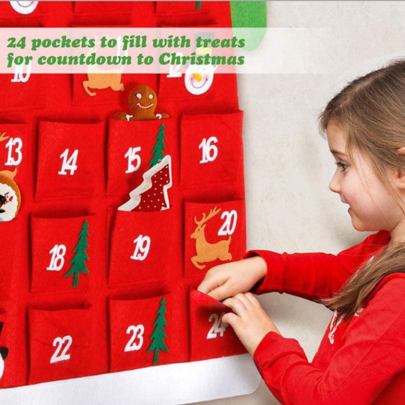 Felt Pendant Santa Claus Pocket Calendar Christmas Countdown Calendar Pendant Christmas Decorations Scene Background Supplies