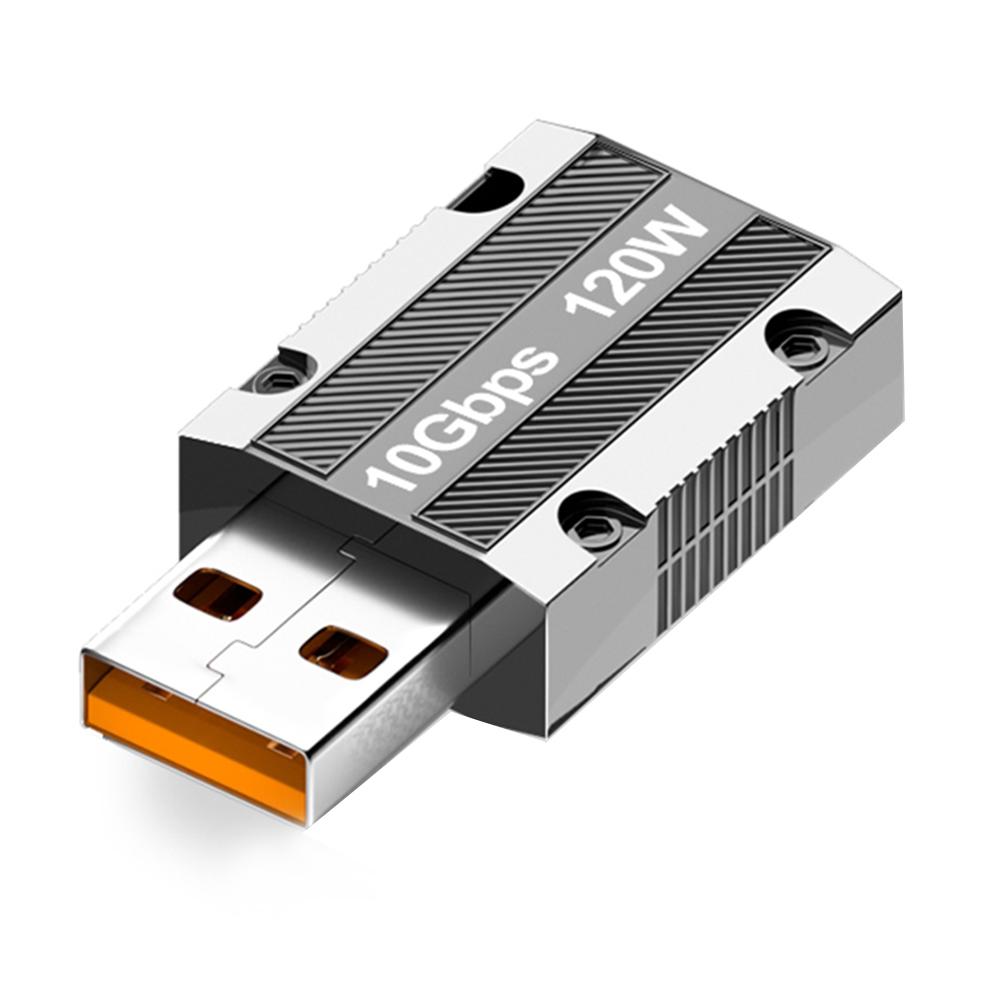 

Straight Head 120W Type-C Female to USB 3.0 Male Zinc Alloy Adapter Converter Support Data Transfer and Charging Silver