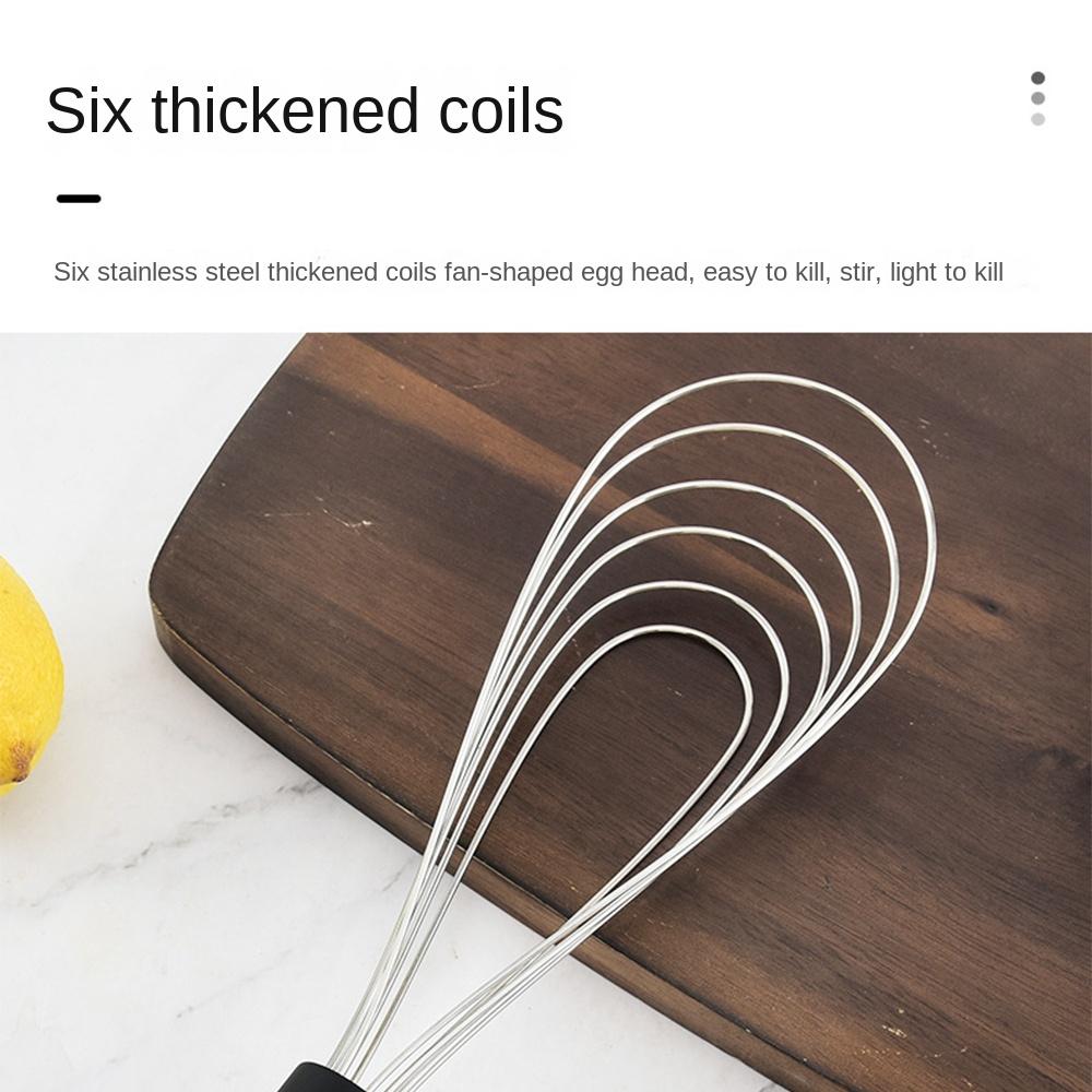 2 Pcs New Stainless Steel Gravy Whisk Rubber Non Slip Egg Whisk Sector Multi-purpose Foldable Whisk Cooking