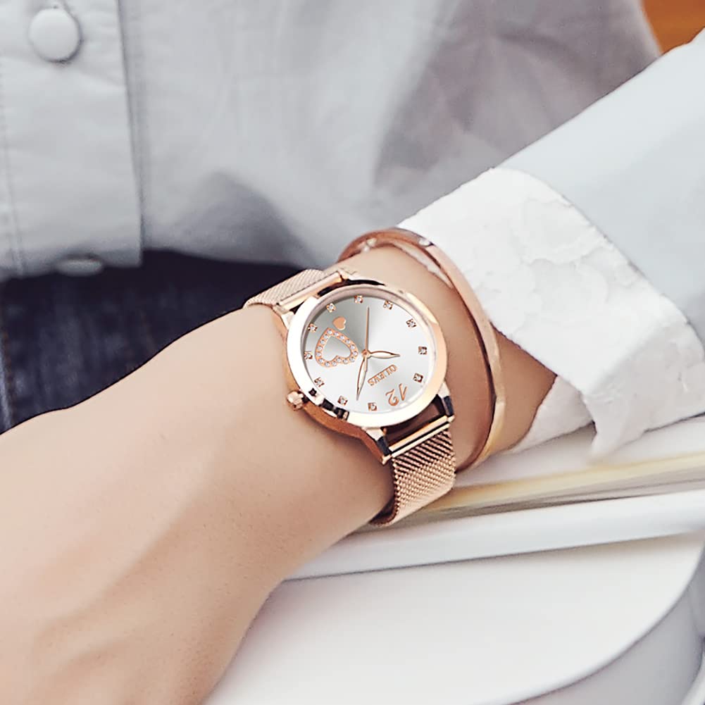 OLEVS Watch Set Watch with Bracelet Stainless Steel Calendar 3 ATM Water Resistant Luminous Gold Ladies' - Easy-to-Read - High-Quality - - - -