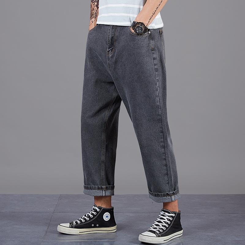 

Весенне-осенние брюки гаремы для мужчин свободного кроя, больших размеров, стрейч, укороченной длины, широкие повседневные брюки 48 серый