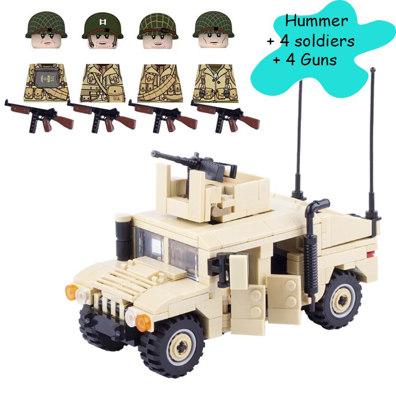 MOC Military Vehicles Building Bricks Hummers US Army Assault Car Blocks SpeciaI Police SWAT Team Soldier Tanks Model Gift Toys