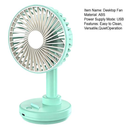 Rotating Desk Fan with 3 Speeds USB Charging Portable Cooling Fan for Office Home Wide-Angle Air Circulation Quiet Summer Gadget
