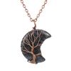 Handmade Winding Exquisite Little Moon Natural Stone Crystal Tree Of Life Pendant Necklace N570