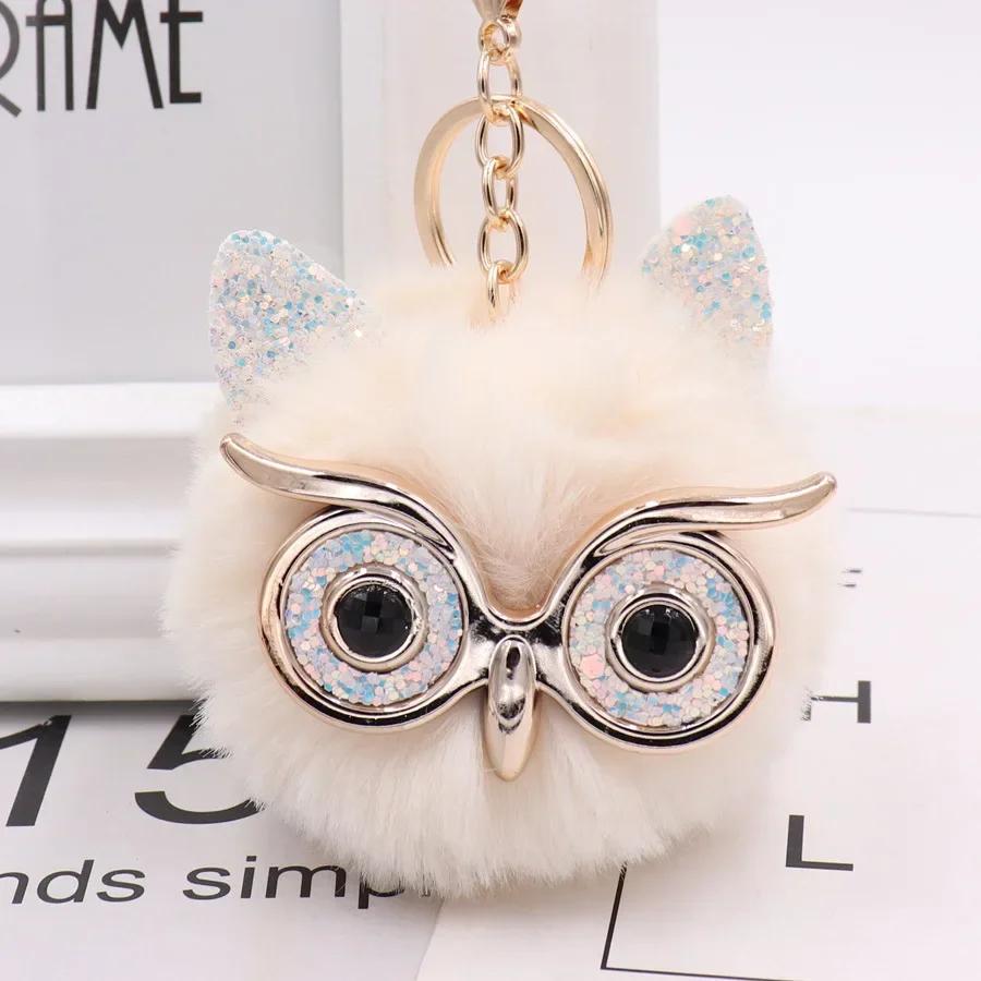 Creative Cartoon Owl Keychains Cute Big-eye Owl Gold Color Buckle Girl's Funny Keychain Handbag Ornament