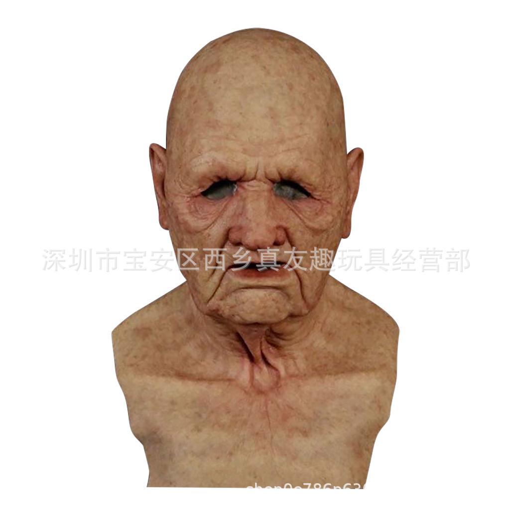 Old Man William Headgear, Old Lady Headgear, Wig, Elderly Mask, Halloween Imitation Human Latex Mask