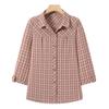 2026 Stylish Plaid Print Top for Middle-Aged & Elderly Women - Mom's Summer Fashion Shirt