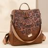 Retro fashion new leopard print backpack women's shoulder bag simple large capacity multi-functional three-purpose backpack