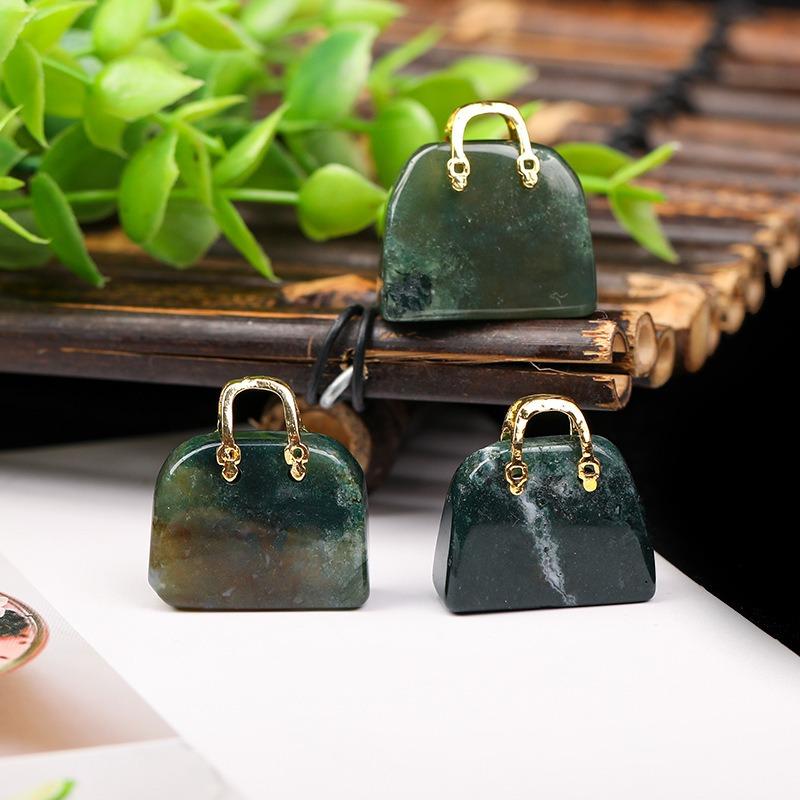 1 Pcs Natural Stone Crystal Apple Ornament, Jade Crystal Mini Handbag Ornament, Home Living Room Decoration, Christmas Eve Birthday Gift