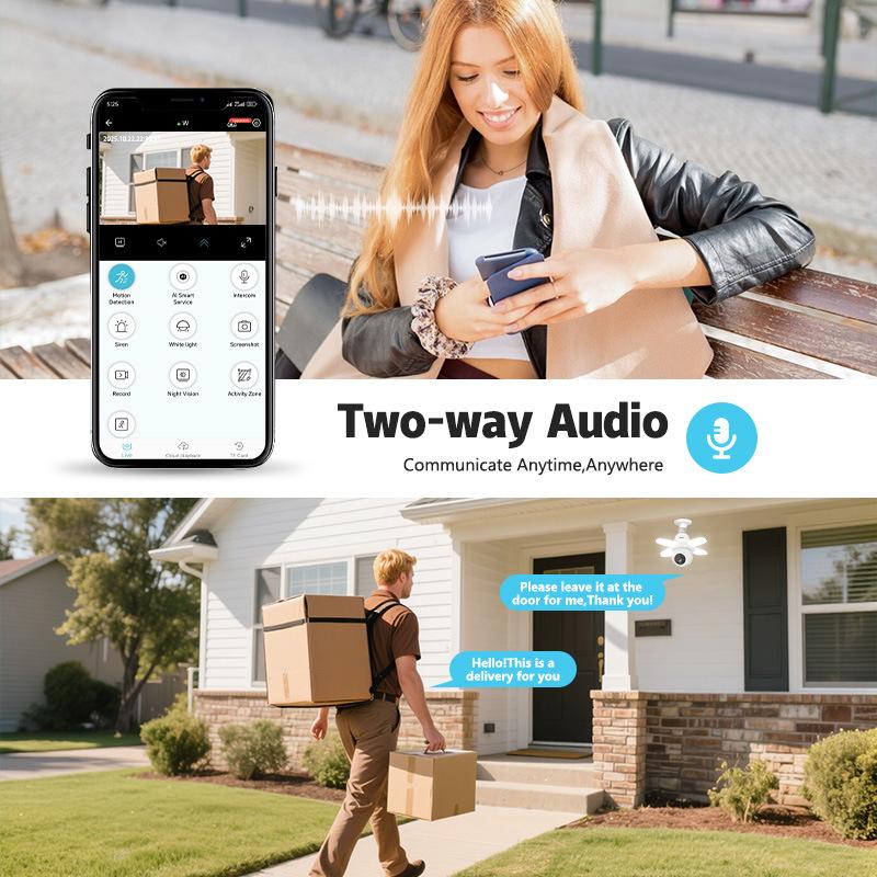 Tri-Leaf Full-Color Night Vision Panoramic WiFi Camera with Mobile Remote Monitoring