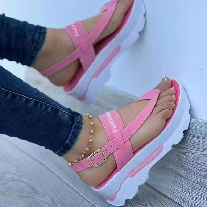 European-American Cross-Border Women's Sandals: Casual, Height-Increasing Toe Post with Thick Sole for Summer/Autumn Walking.