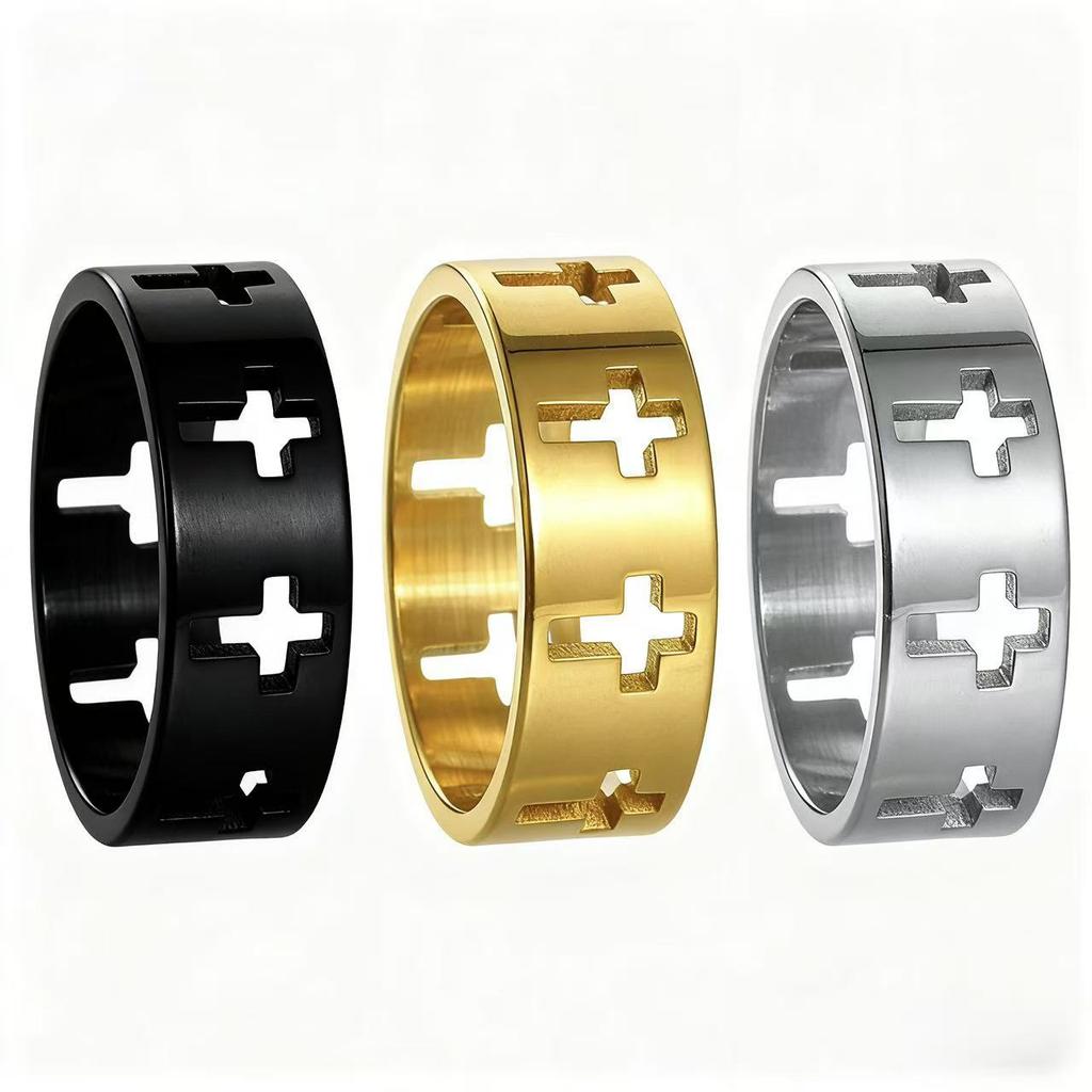 Simple and Fashionable Men's Jewelry Jewelry Hollow Titanium Steel Ring