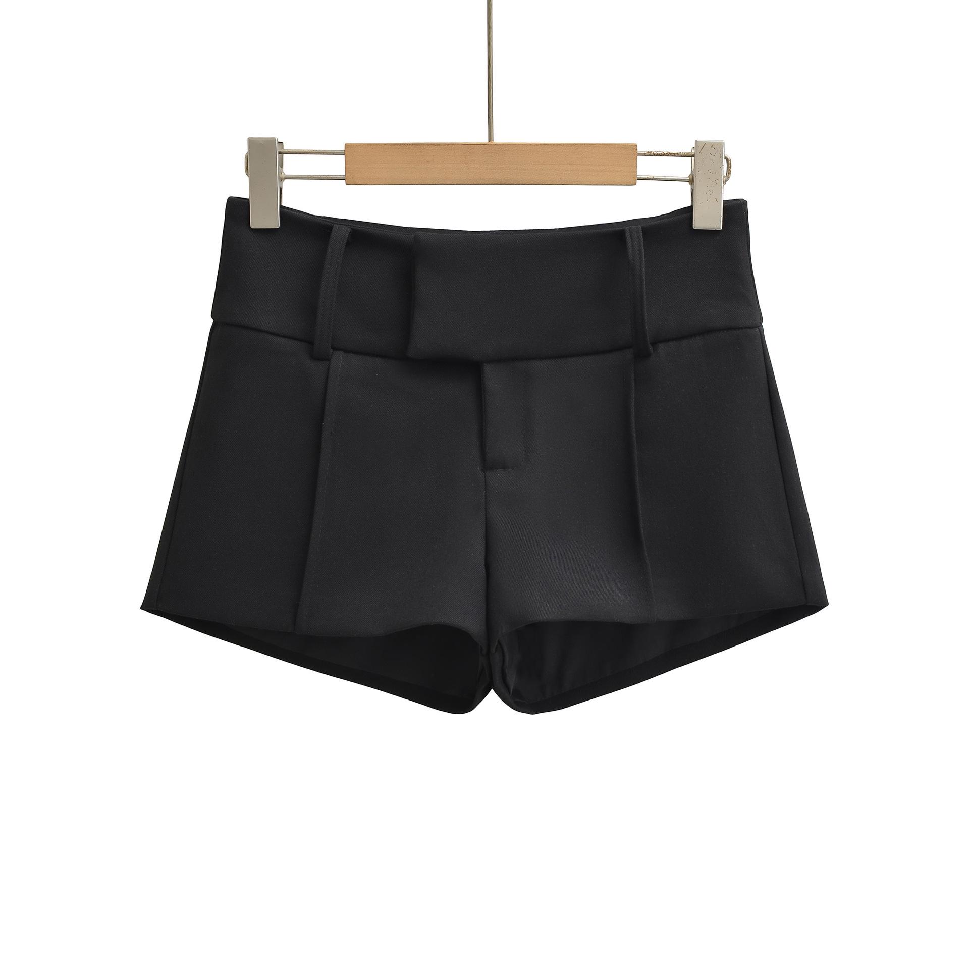 Women s 2026 High-Waisted A-Line Wide-Leg Straight Casual Shorts Small чёрный