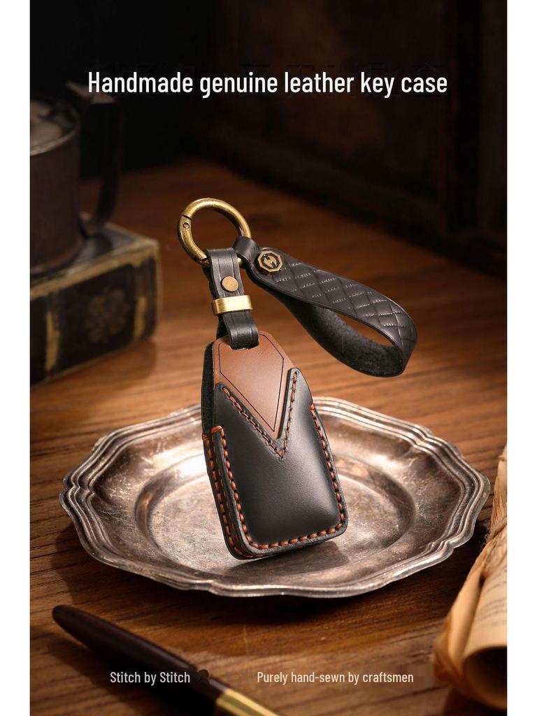 Premium-Schlüsselhülle aus echtem Leder für Hongqi HS5, H9, EQM5, HS7 – Retro, kreatives, handgefertigtes Design