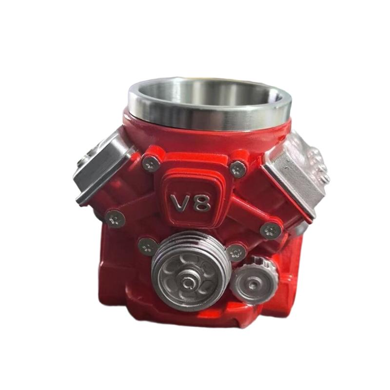 

Vintage V8 Engine Coffee Cup Resin Personalized Double Insulation Car Cup Home Living Room Table Decoration Ornaments Water Cup 50ml