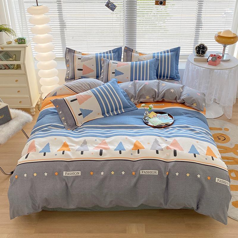 Skin-friendly Cotton Plant Cashmere Thickened Sanded Four-piece Bedding Set Dormitory Three-piece Set Bed Sheet Quilt Cover