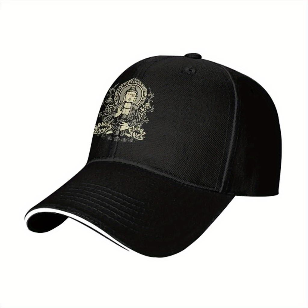 Buddha Lotus Mandala Baseball Cap Polyester Adjustable Street Style Unisex Casual Hat
