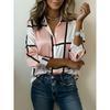 Camicia da Donna Camicia di Raso Stampa Grafica a Quadri Moda Vacanze Quotidiana Camicia a Maniche Lunghe