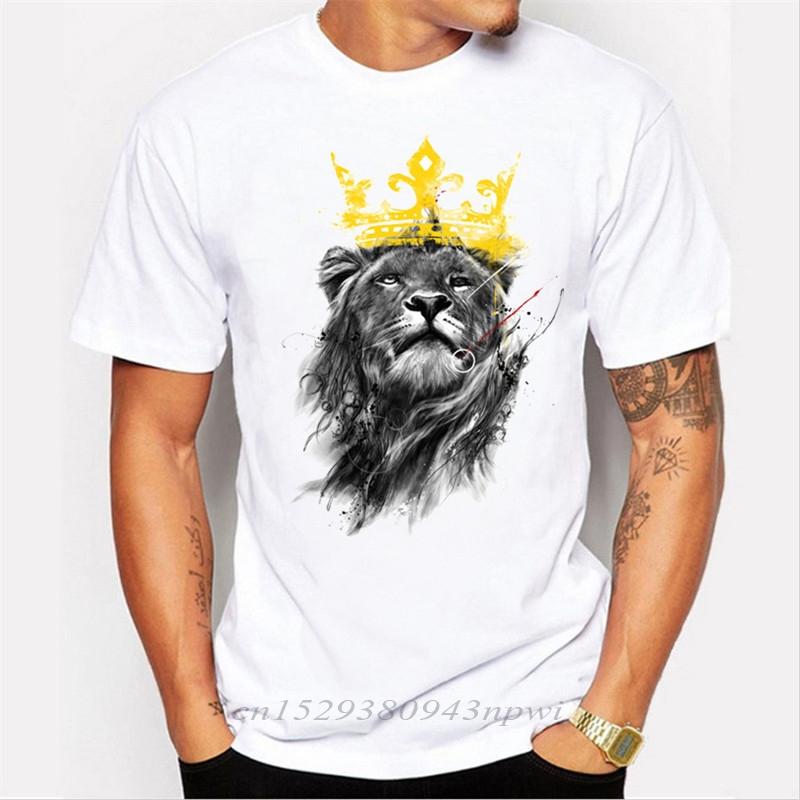2020 T shirt Men Crown Lion 3D White printing Mens Tshirt Fashion Animal Casual ShortSleeve oneck hipster tops harajuku  tee