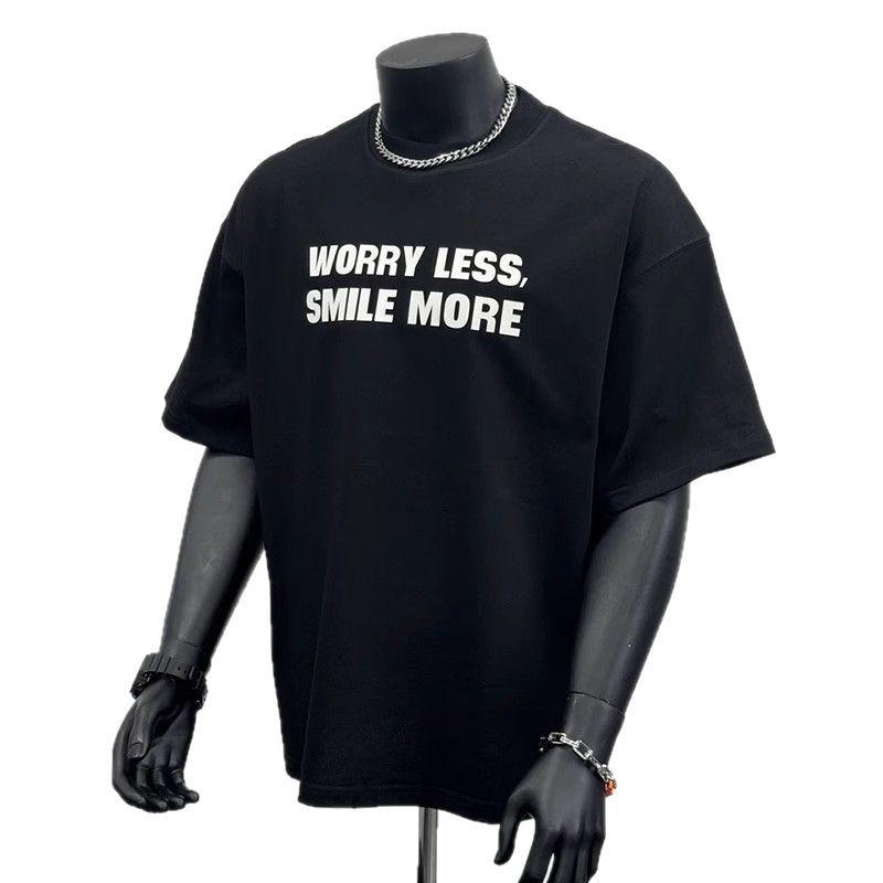 T-shirt Stampata da Uomo in Puro Cotone a Maniche Corte Marca Trendy T-shirt Versatile Girocollo da Uomo e Donna Trendy Uomo