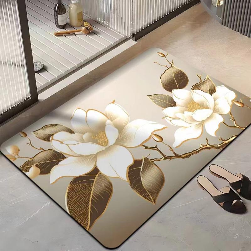 3D Flower Floor Mat Bathroom Absorbent Quick Drying Anti Slip Foot Mat Bathroom Kitchen Floor Mat