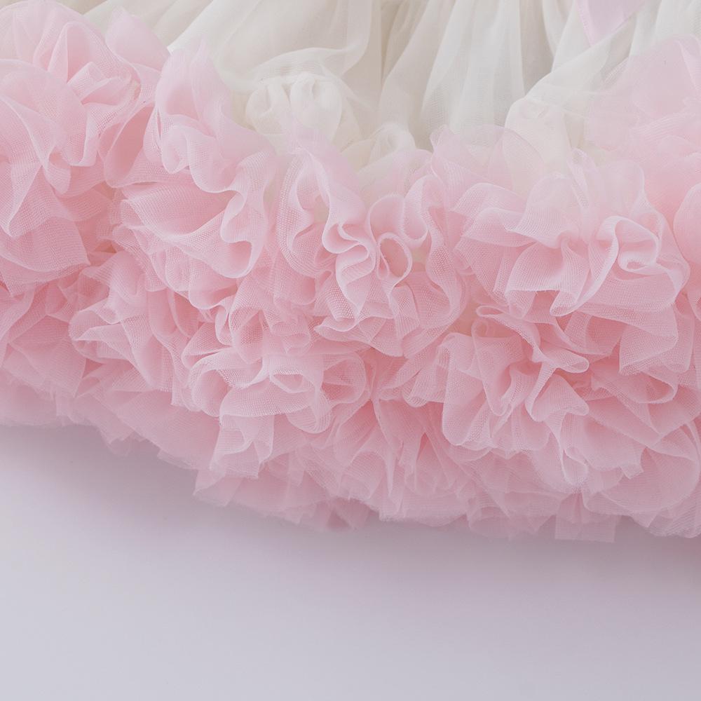 Kids Puffy Tulle Tutu Skirt, Separate Princess Skirt with Pink Bow Elastic Waist for Birthday Party