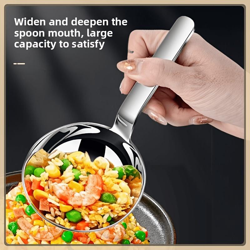 Stainless steel short handle hammer patterned large round drinking spoon, big head soup spoon, food grade extended dining spoon, household spoon