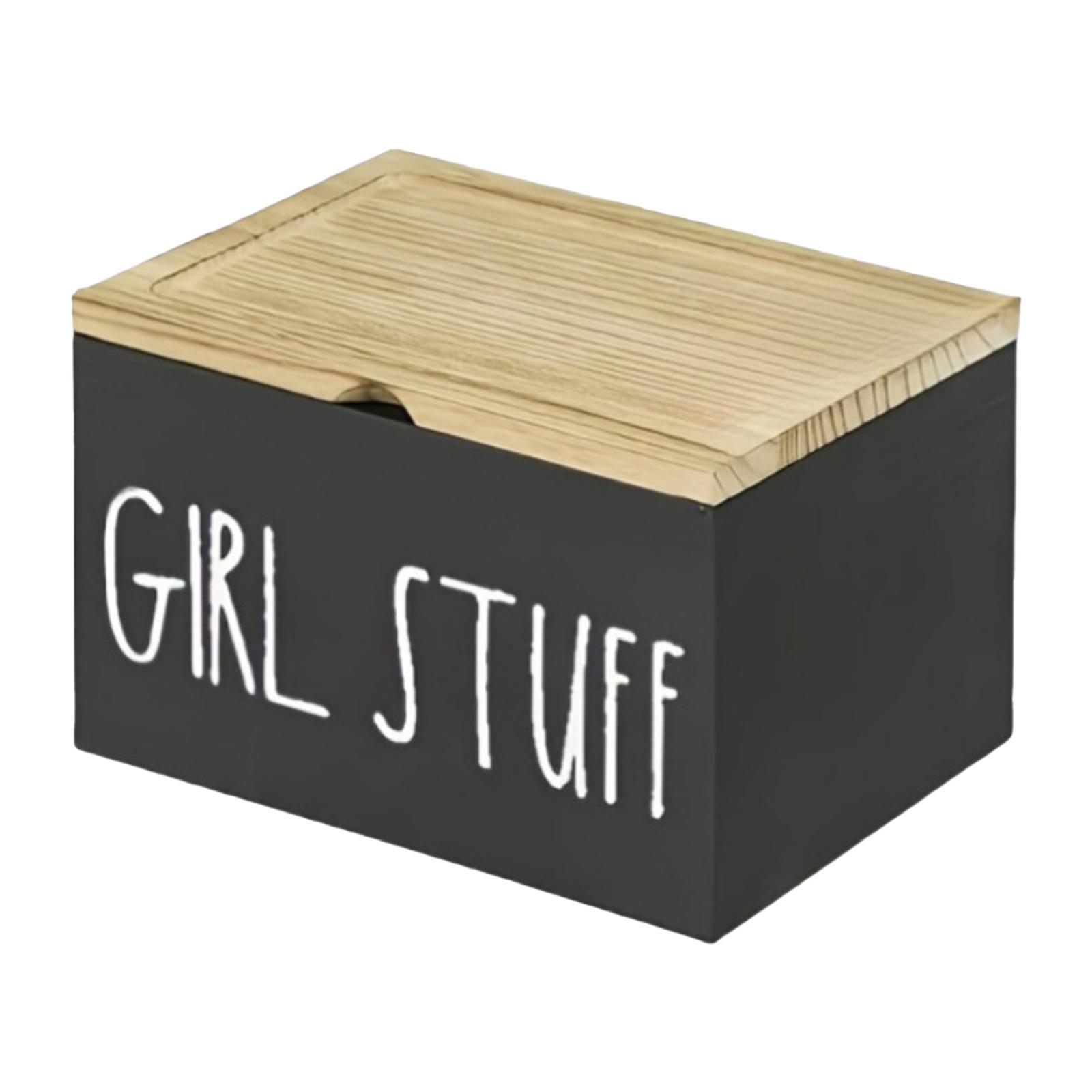 

Tampon Holder for Bathroom with Hinged Lid Wood Farmhouse Decor Pad Storage