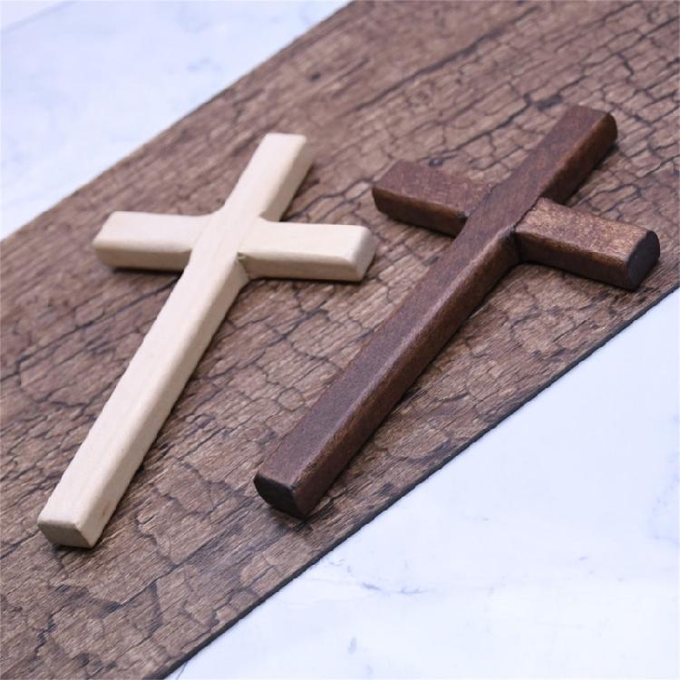 1PC Handmade Wood Cross Christ Statue Religious Prayer Hand Holding Pendant