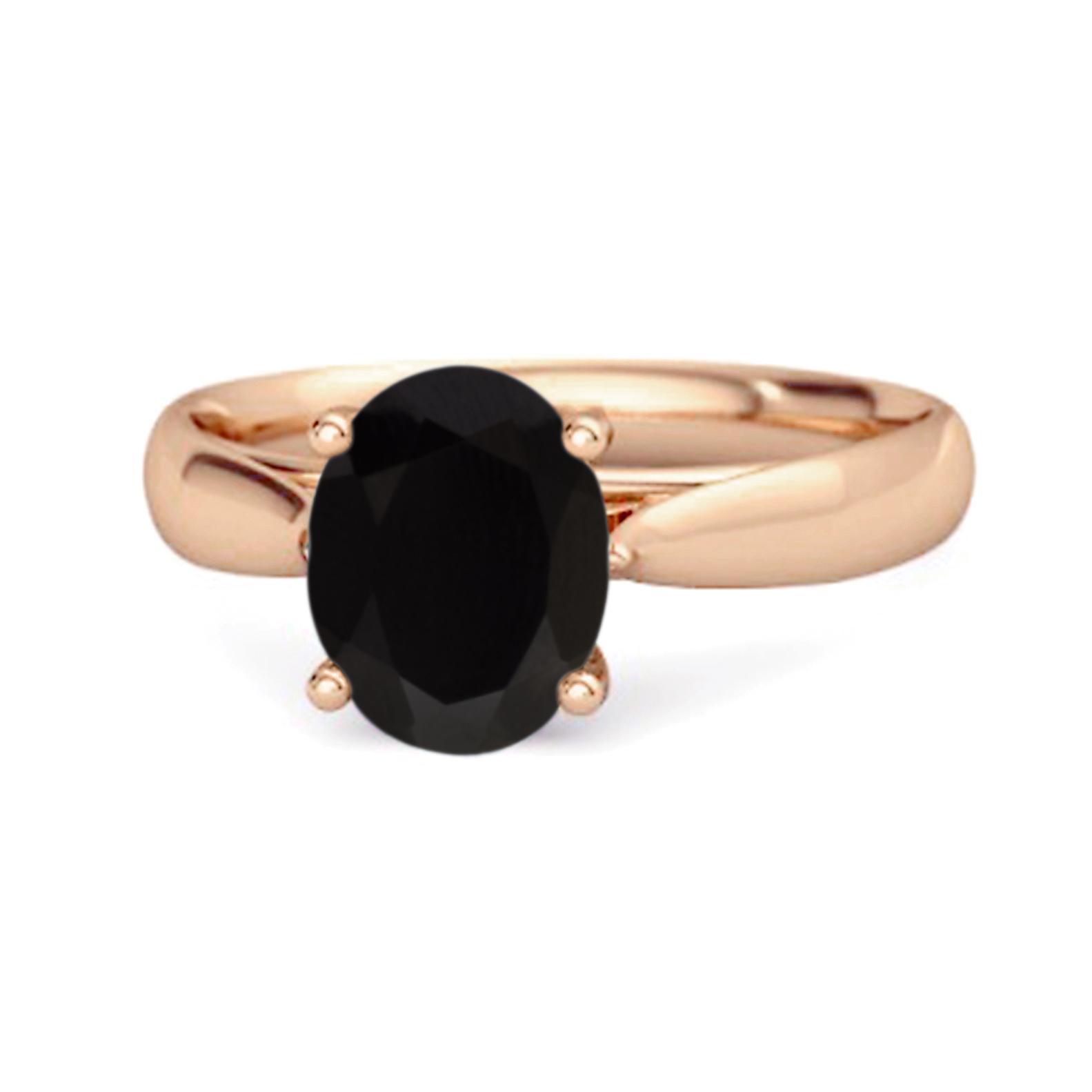 

Black Spinel Classic Solitaire Ring - 925 Sterling Silver Rose Gold Vermeil 10 рожевий колір золота