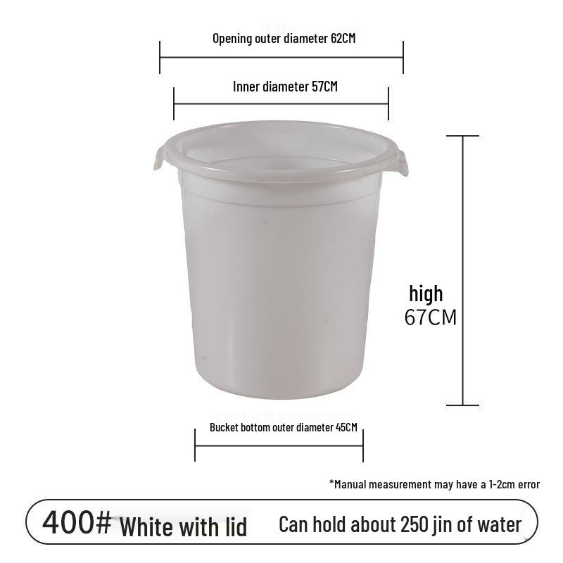 Extra Large Thickened Household Water Storage Bucket with Lid, White, for Fermentation & Enzyme Processing.