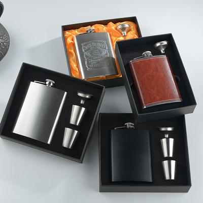 8oz Portable Pocket Hip Flask Stainless Steel Whisky Flask Drink Alcohol Container Gift Vodka Drinking Bottle Wine Set Outdoor