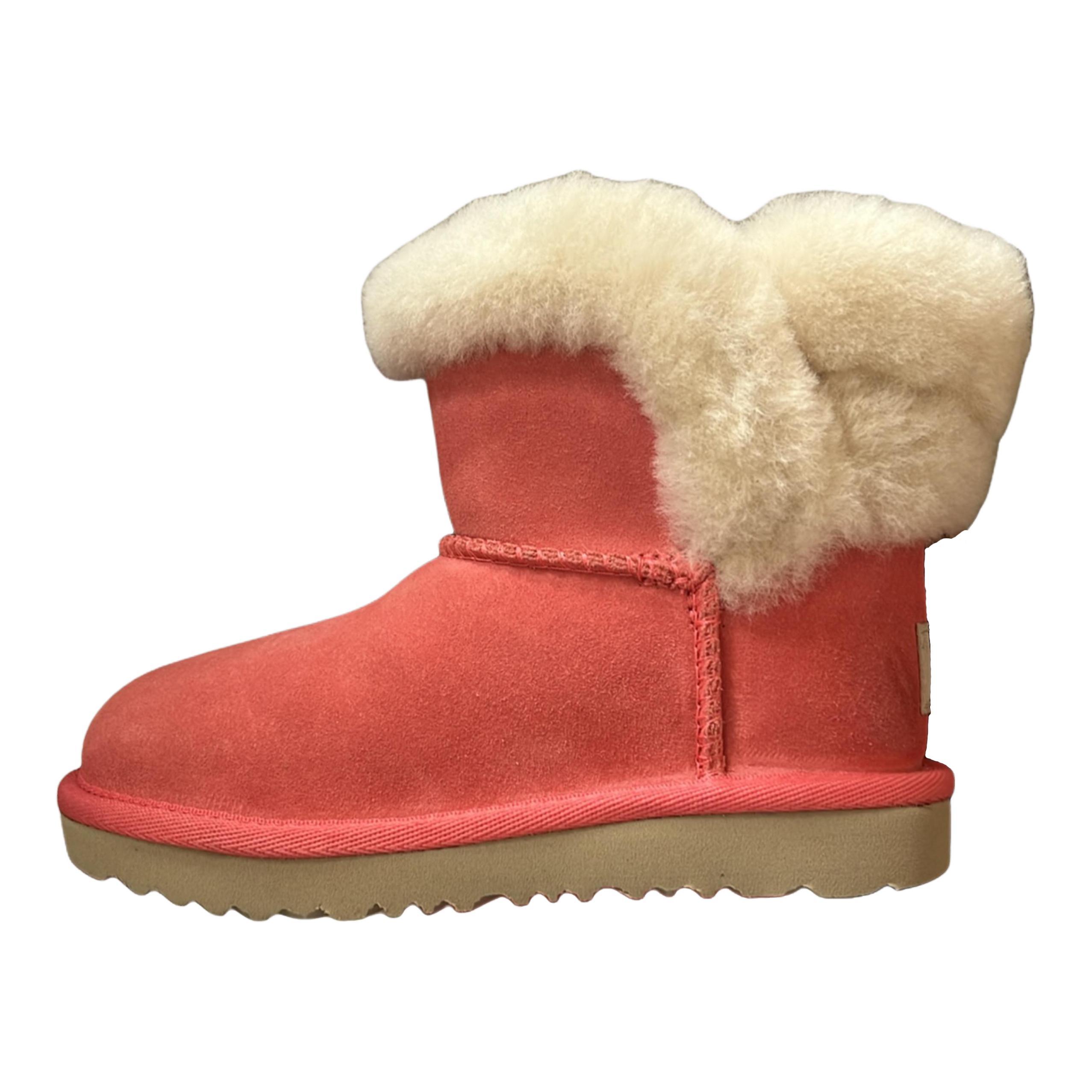 UGG Saniya Shearling Comfortable Versatile High-Top Walker Shoes Kids Sneakers Red 1153637T-PHPN 26