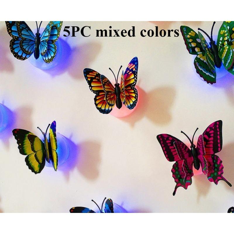 

5 шт. двухслойных 3D-ночников в виде бабочек - настенные наклейки для сада, заднего двора, газона и домашнего декора - создайте атмосферу вечеринки 5pcs(mixed colors) разноцветный