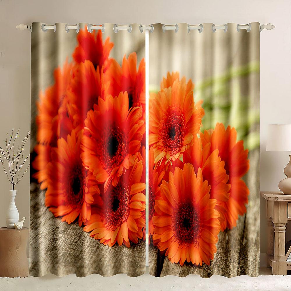 Planet Fenstergardinen Frühlingsgänseblümchen 3D-Druck Verdunkelungsvorhänge Buntes Blumenmuster Naturkunst für Heimdekoration