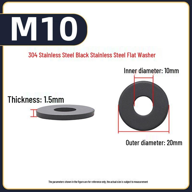 Yigu Yigu Stainless Steel Black Gasket Washer M3M4 Flat Screw Washer