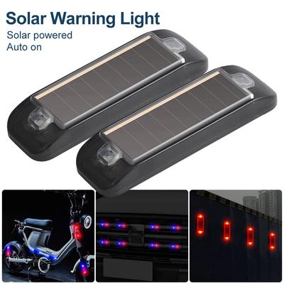 Solar Powered LED Tail Warning Light - Rear Collision Prevention Flashing Light for Car Motorcycle Electric Vehicle Bicycle